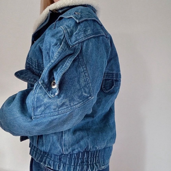 Rare Oversized Vintage Denim Bomber Jacket - Picture 3 of 10